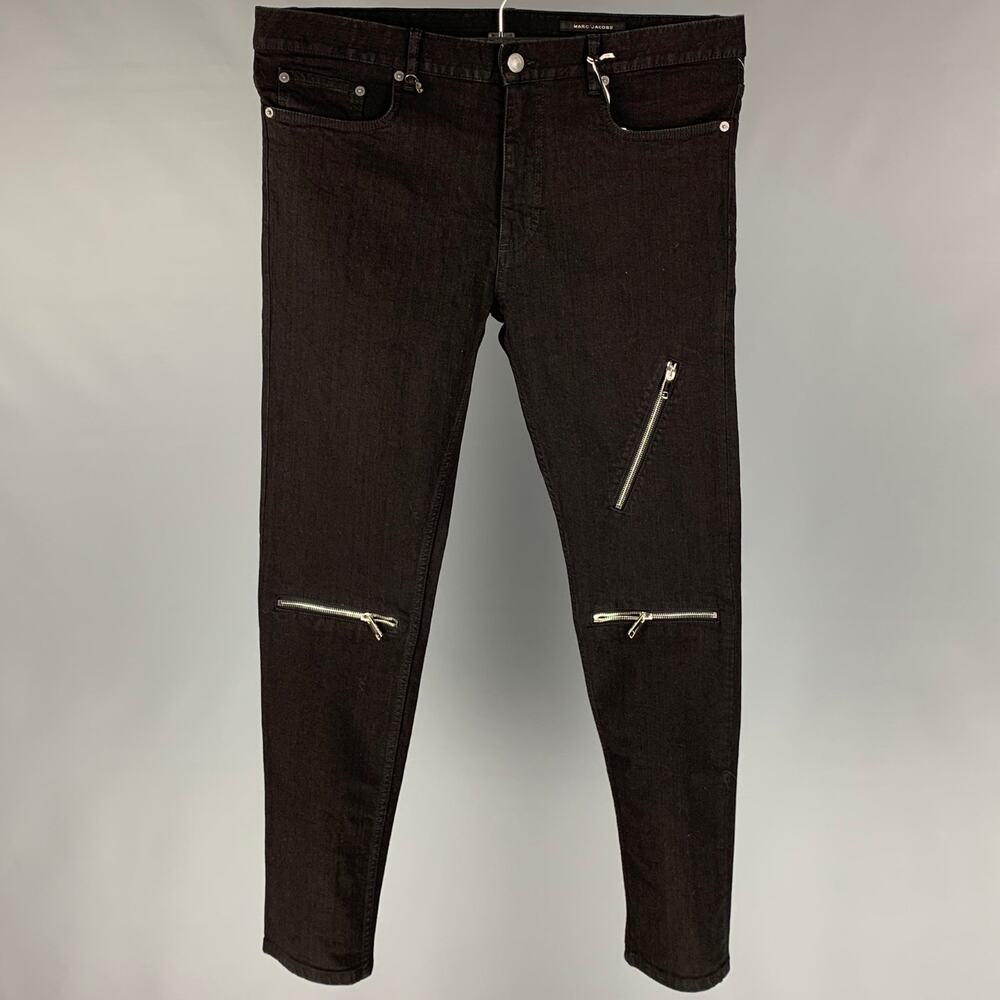 MARC JACOBS Size 36 Black Cotton Zip Fly Slim Jeans